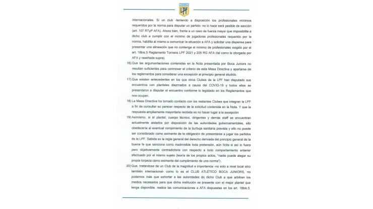 Comunicado oficial de la Liga Profesional: Boca, obligado a jugar